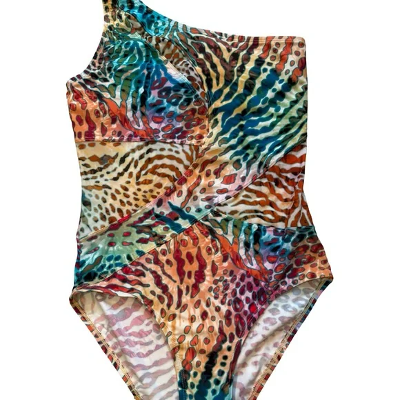 Beyond Swim Cristiano Printed One-Shoulder One-Piece Swimsuit, Sz 10 - Picture 4 of 10